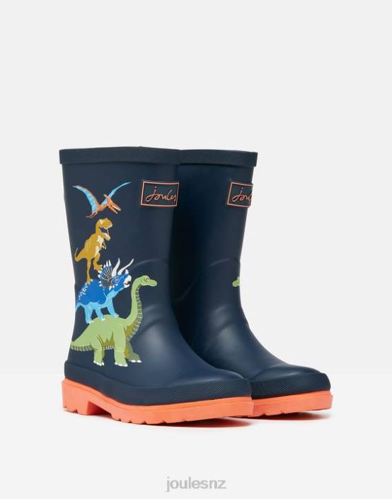 DINOSAUR FRENCH NAVY Printed Wellies Boys Footwear Joules 2LLH388