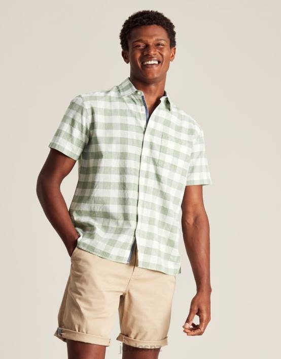 GREEN GINGHAM Breaker Linen Shirt Men Apparel Joules 2LLH175