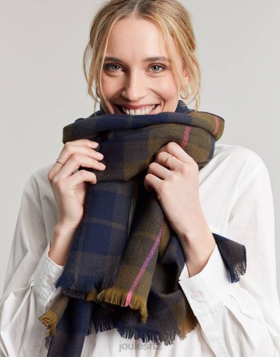 NAVY CHECK Farnsley Brushed Scarf Women Accessories Joules 2LLH118