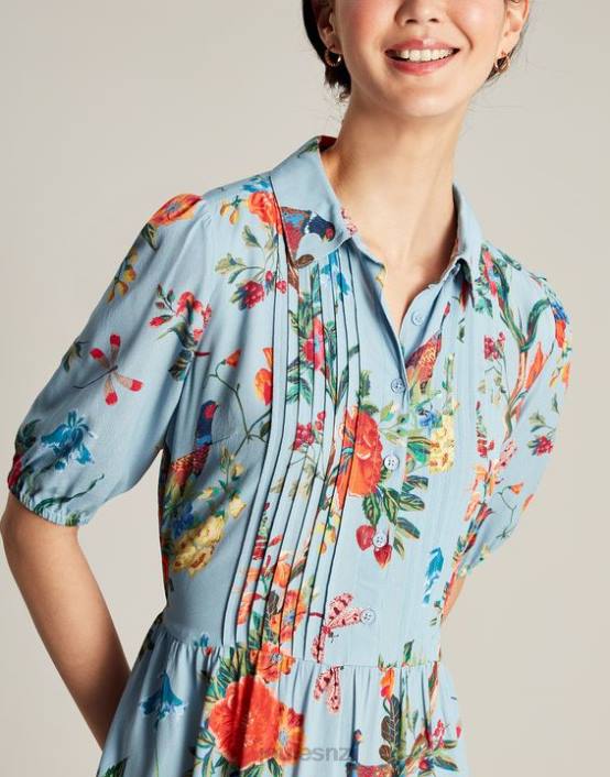 BLUE FLORAL Amberly Shirt Dress Women Apparel Joules 2LLH12