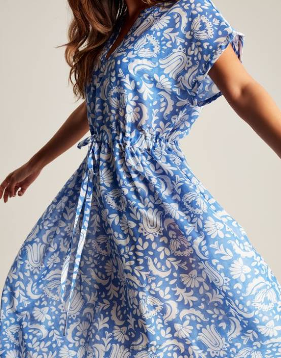 BLUE FLORAL Brooke Beach Dress Women Apparel Joules 2LLH4
