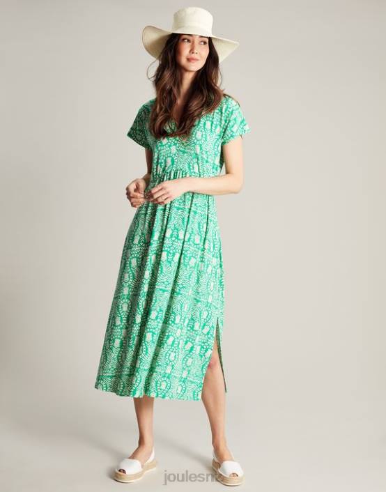 GREEN FLORAL Nia Jersey Dress Women Apparel Joules 2LLH56